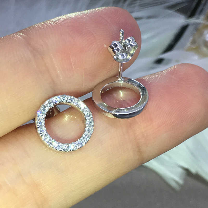 Charm Fashion Versatile Dazzling Circle Stud Earrings with Crystal Cubic Zirconia Minimalist Earrings for Teens Women's Jewelry G230307