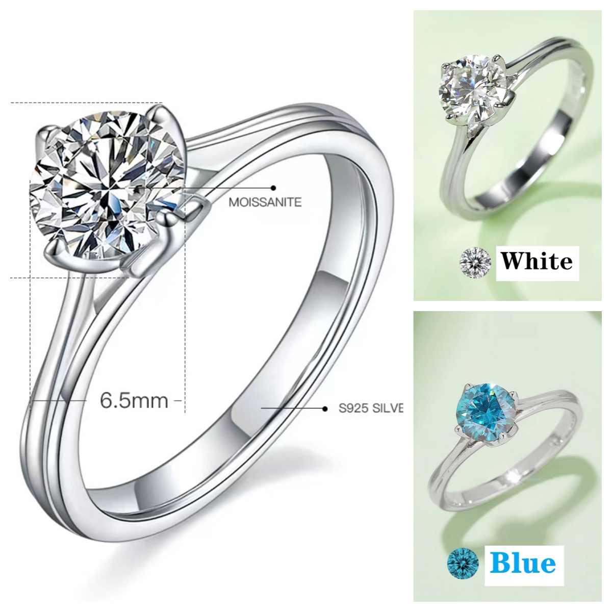 Engagement ring moissan ring gold ring platinum plating silvery rings designer ring 1ct 6.5mm Moissanite love ring valentine's day gift Straight arm lotus M31A
Engagement ring moissan ring gold ring platinum plating silvery rings designer ring 1ct 6.5mm Moissanite love ring valentine's day gift Straight arm lotus M31A