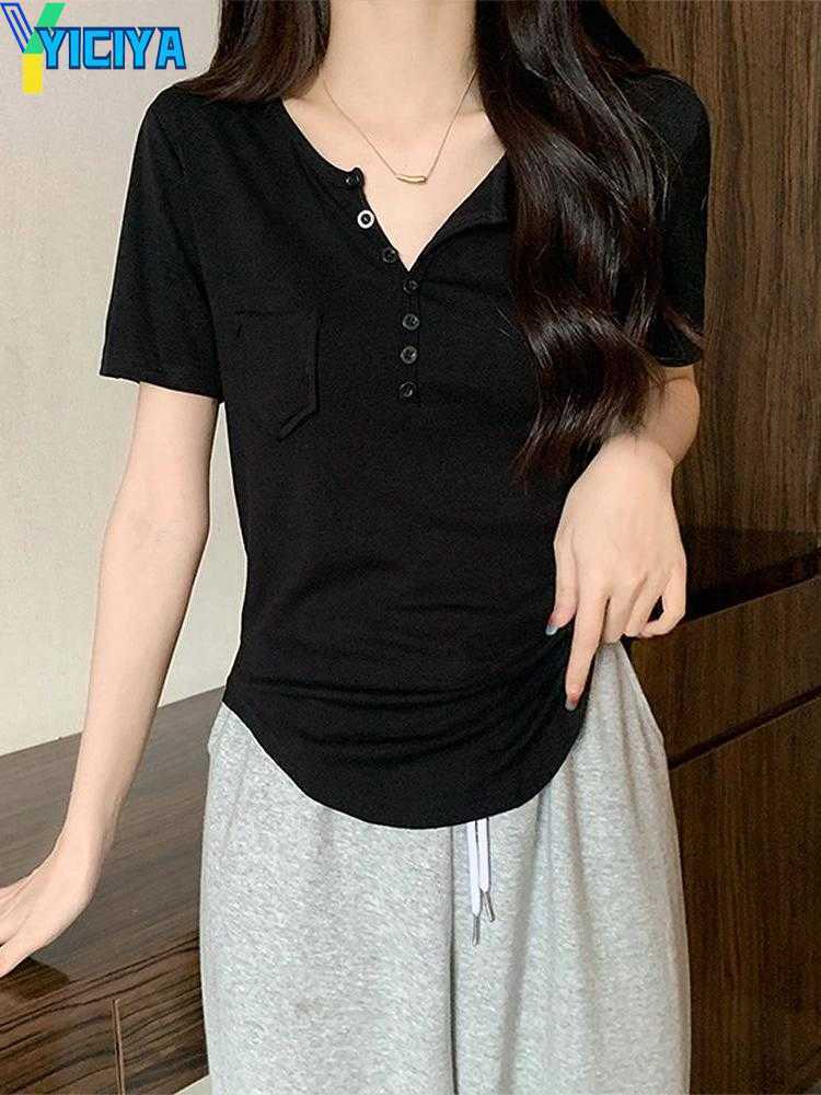YICIYA Women' T Shirts BETHQUENOY Round Neck Front Buttoned Tshirts With Chest Pocket Women Summer Top 2023 Asymmetric Hem Tee Shirt Femme, White
YICIYA Women' T Shirts BETHQUENOY Round Neck Front Buttoned Tshirts With Chest Pocket Women Summer Top 2023 Asymmetric Hem Tee Shirt Femme, White