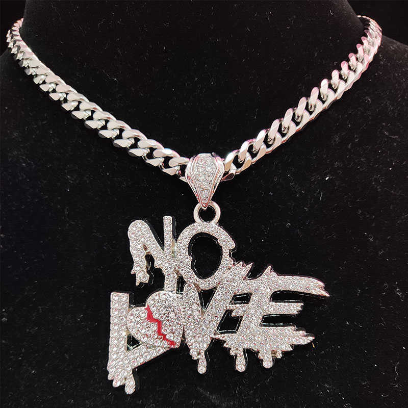 Men Hip Hop No Love Iced Out Bling Pendant Necklace 7mm Width 316L Stainless Steel Chain Necklaces Hiphop Fashion Letter Jewelry
Men Hip Hop No Love Iced Out Bling Pendant Necklace 7mm Width 316L Stainless Steel Chain Necklaces Hiphop Fashion Letter Jewelry