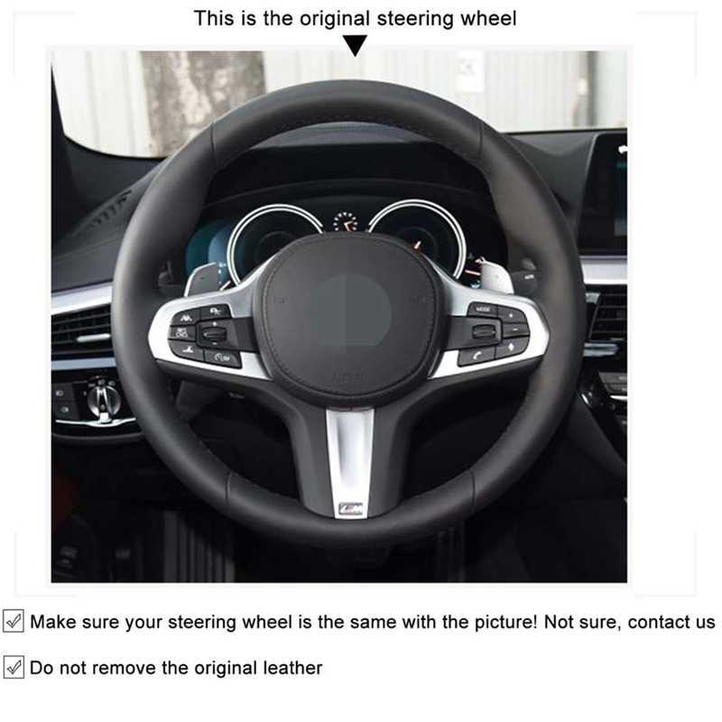 Steering Wheel Covers DIY Black Genuine Leather Suede Car Steering Wheel Cover for BMW M Sport G30 G31 G32 G20 G21 X3 G01 X4 G02 X5 G05 G14 G15 G16 G2