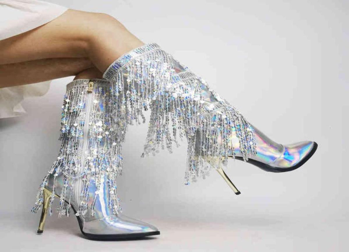 Boots RIBETRINI Fashion Pointed Toe Fringe Sequined Mid Calf Boots For Women Zip Metallic Glitter Sexy Elegant Dress Long Shoes T29596963, Black
Boots RIBETRINI Fashion Pointed Toe Fringe Sequined Mid Calf Boots For Women Zip Metallic Glitter Sexy Elegant Dress Long Shoes T29596963, Black