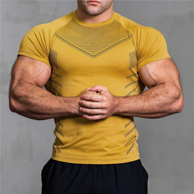 Mens TShirts Gyms T Shirts Quick Dry Running Shirt Compression Fitness Male Gym Workout Tights Short Sleeve Summer Sports Tshirt 230524