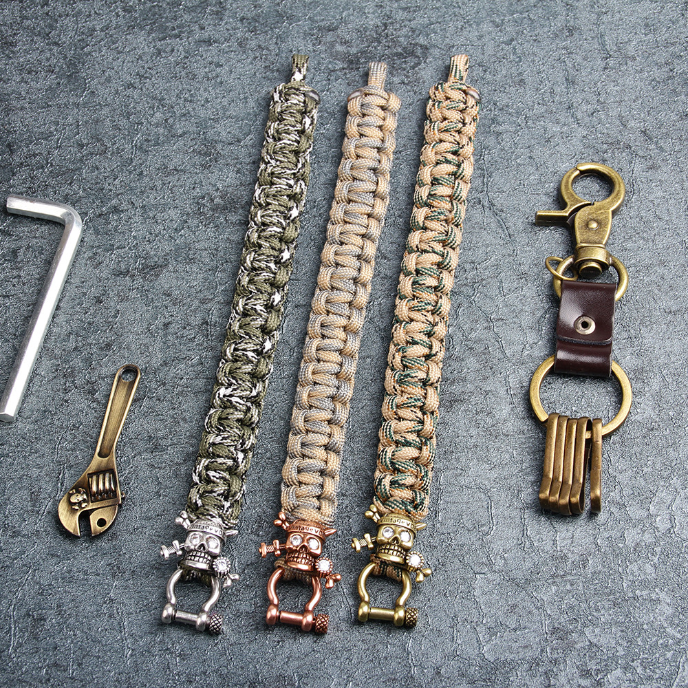 Steampunk Style Vintage Skull Charm Bracelet Handmade Paracord Bracelets Personality Jewelry