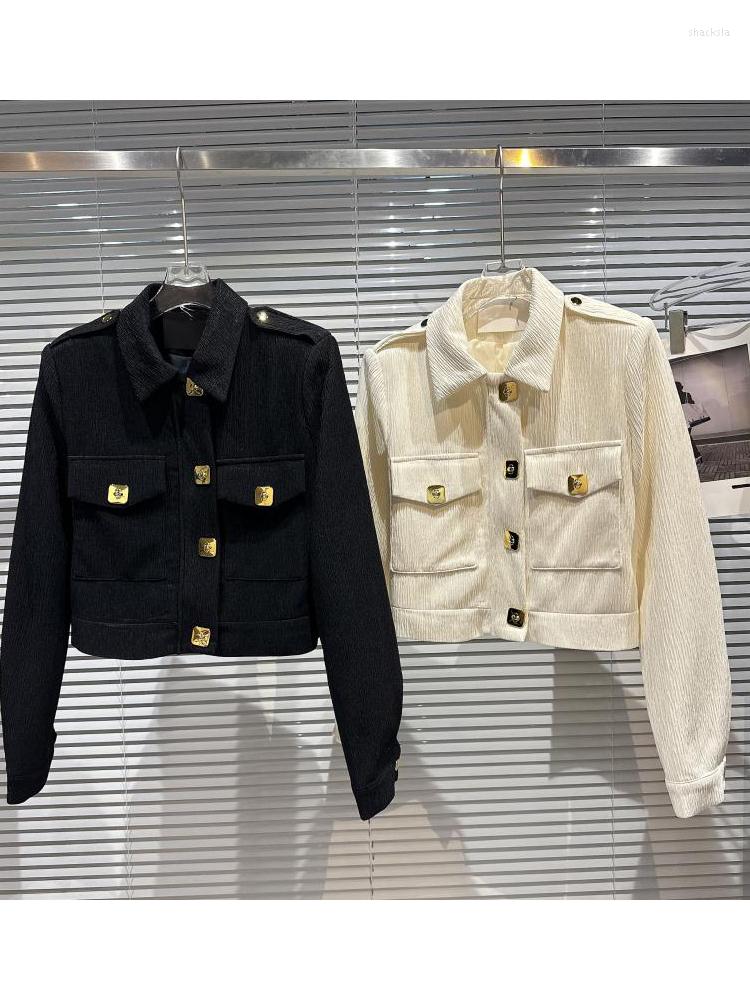 Women' Jackets HIGH STREET Est 2023 Designer Jacket Metal Buckle Pleated Fabric Shoulder Pad Short, Beige
Women' Jackets HIGH STREET Est 2023 Designer Jacket Metal Buckle Pleated Fabric Shoulder Pad Short, Beige