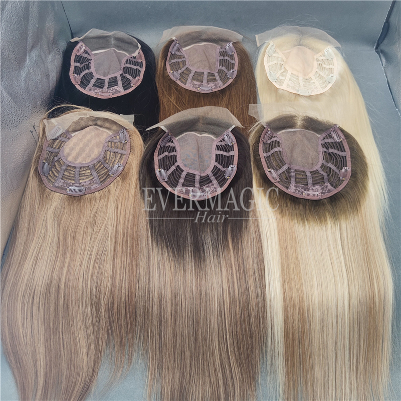New Coming Stock Human Hair pieces Lace Front Mono Base Toppers Toupee for Alopecia hair loss Thinning Women