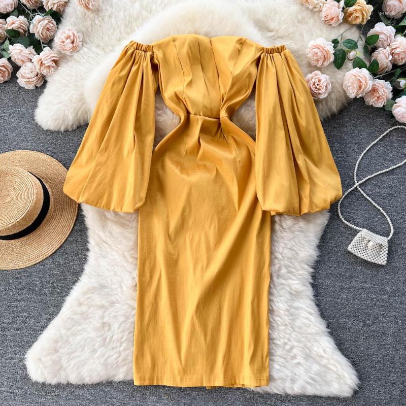 Casual Dresses Long Sleeve Kawaii Women Sexy Holiday Club Sweetie Vestidos Lantern Slash Neck Summer Backless All Match Vintage, Yellow
Casual Dresses Long Sleeve Kawaii Women Sexy Holiday Club Sweetie Vestidos Lantern Slash Neck Summer Backless All Match Vintage, Yellow