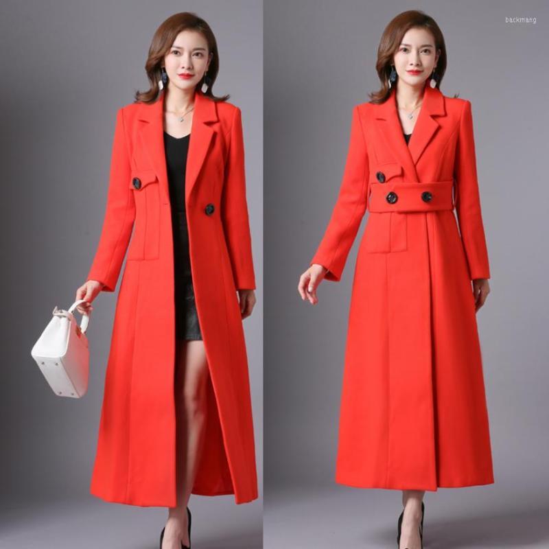 Women' Wool England Style Over The Knee Woolen Coat Female Winter Thick Mink Cashmere Was Thin Warm Coats With Belt F828, Red
Women' Wool England Style Over The Knee Woolen Coat Female Winter Thick Mink Cashmere Was Thin Warm Coats With Belt F828, Red