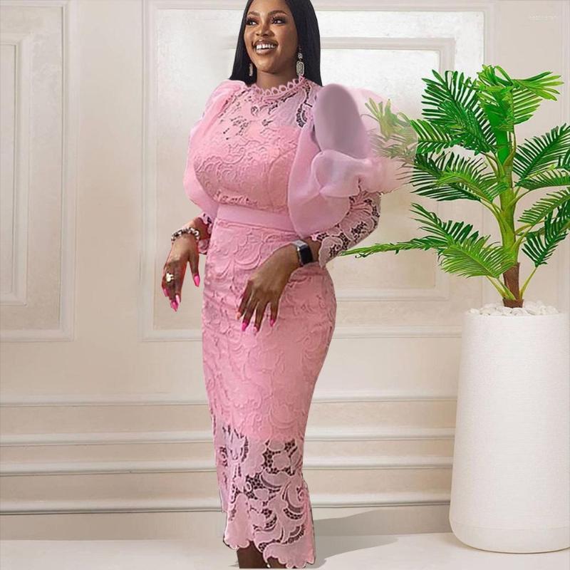 Ethnic Clothing White Pink Polyester African Dresses For Women Summer Elegant 3/4 Sleeve Lace Long Dress S-4XL Maxi
Ethnic Clothing White Pink Polyester African Dresses For Women Summer Elegant 3/4 Sleeve Lace Long Dress S-4XL Maxi