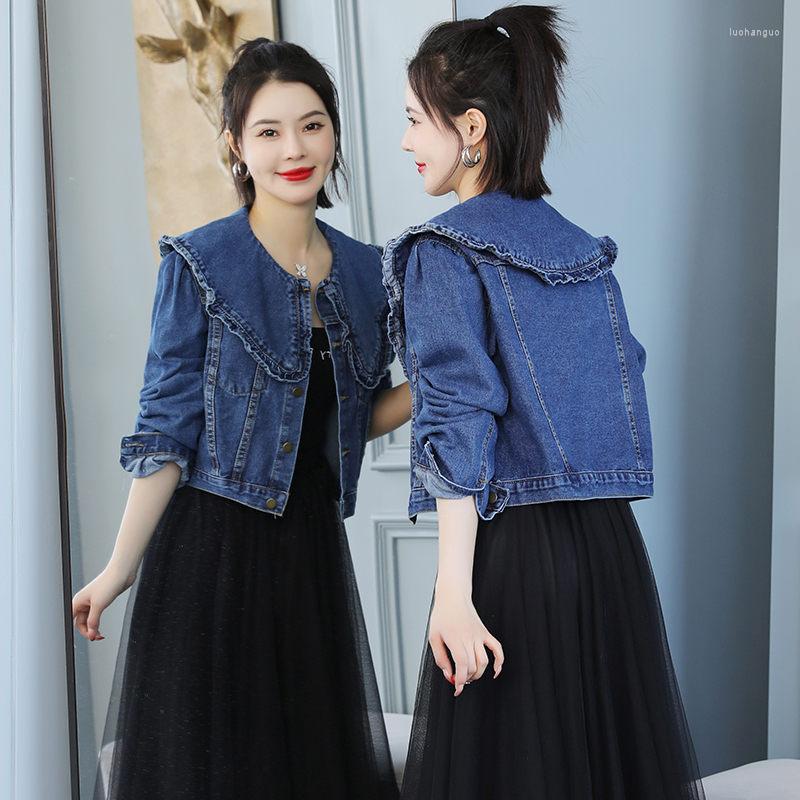 Women' Jackets Doll Collar Short Denim Jacket Women' 2023 Spring Korean Loose Design Lapel Versatile Coat Cowboy Top Trendy Chaqueta, As show
Women' Jackets Doll Collar Short Denim Jacket Women' 2023 Spring Korean Loose Design Lapel Versatile Coat Cowboy Top Trendy Chaqueta, As show