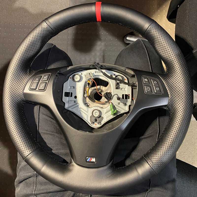 Steering Wheel Covers Anti-Slip Car Accessories Black Leather Car Steering Wheel Braid Cover For BMW M Sport M3 E90 E91 E92 E93 E87 E81 E82 E88 X1 E84