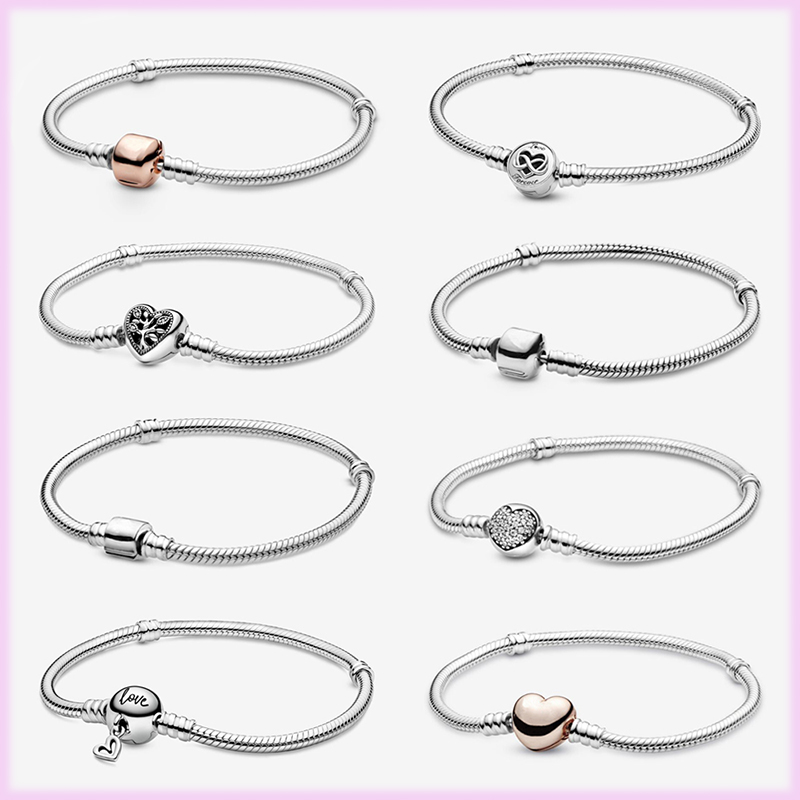 2023 New 925 Sterling Silver Charm Bead Bracelet For Women Original Rose Gold Charms Bracelets Bangles Diy Luxury Jewelry
