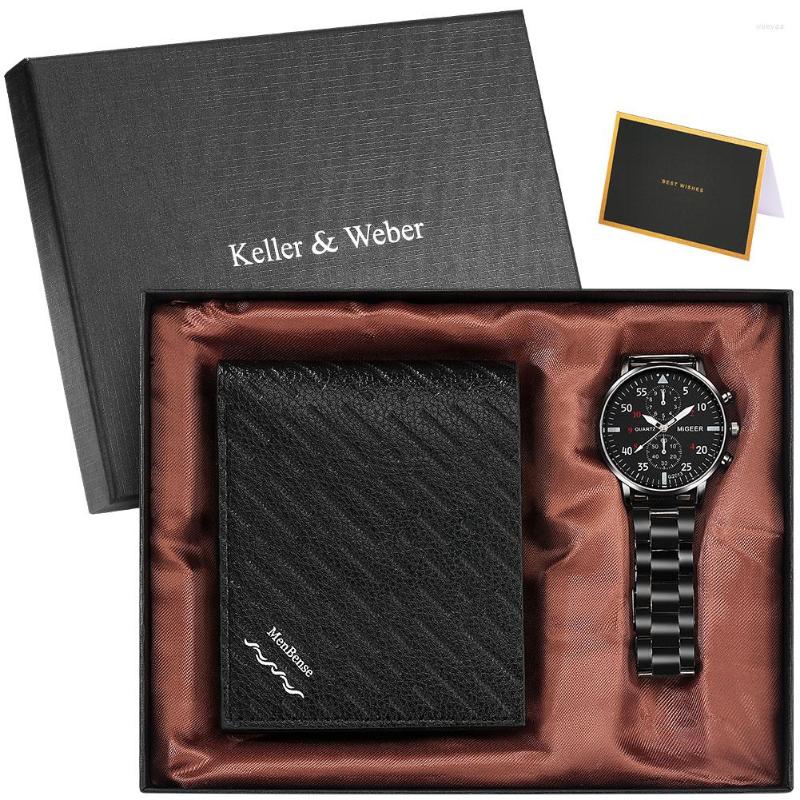 Wristwatches MIGEER Fake Three Eyes Steel Band Men's Watch Casual Business Quartz Watches Black Polka Dot Twill Wallet WristWatch Gift, Luxury watch set62
Wristwatches MIGEER Fake Three Eyes Steel Band Men's Watch Casual Business Quartz Watches Black Polka Dot Twill Wallet WristWatch Gift, Luxury watch set62