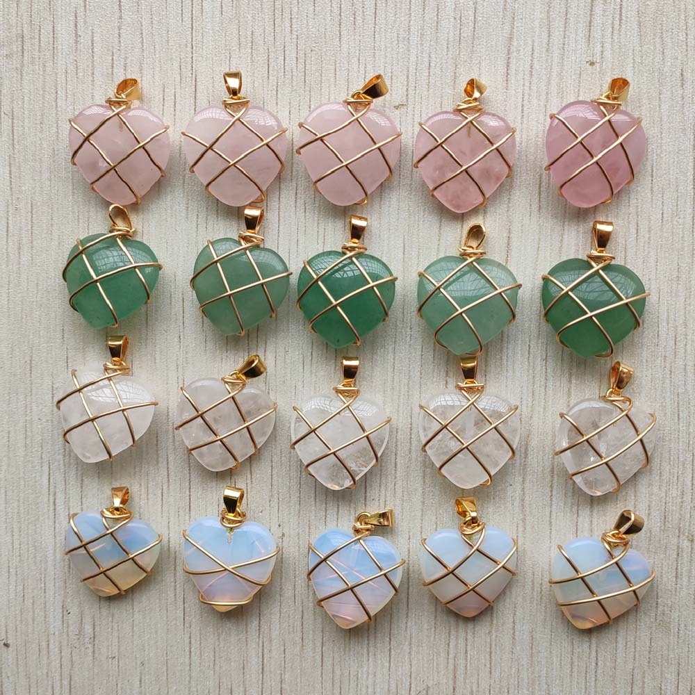 Gold Natural Stone Crystal Pendant Wire wrap Heart Necklace Energy Stone Healing Black opal Green Rose Quartz Yoga Gift Wholesale
Gold Natural Stone Crystal Pendant Wire wrap Heart Necklace Energy Stone Healing Black opal Green Rose Quartz Yoga Gift Wholesale