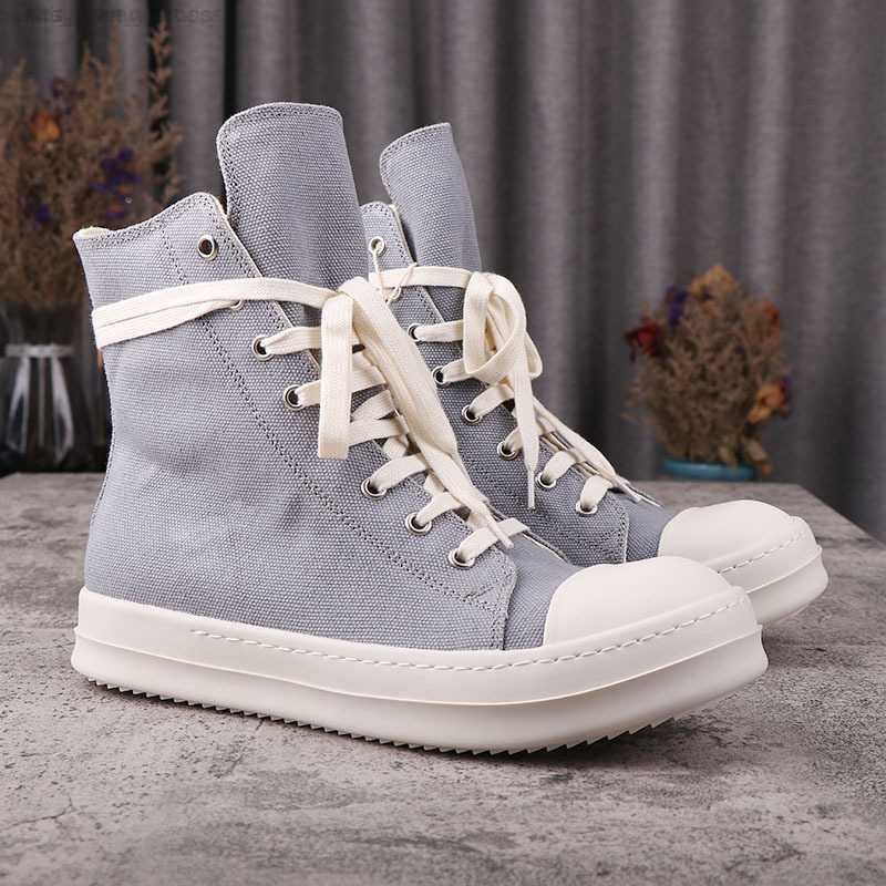 Casual Rick High Top Men's Shoes Ro Owens Canvas Smoke Grey Board Shoes Women's Sneakers
Casual Rick High Top Men's Shoes Ro Owens Canvas Smoke Grey Board Shoes Women's Sneakers