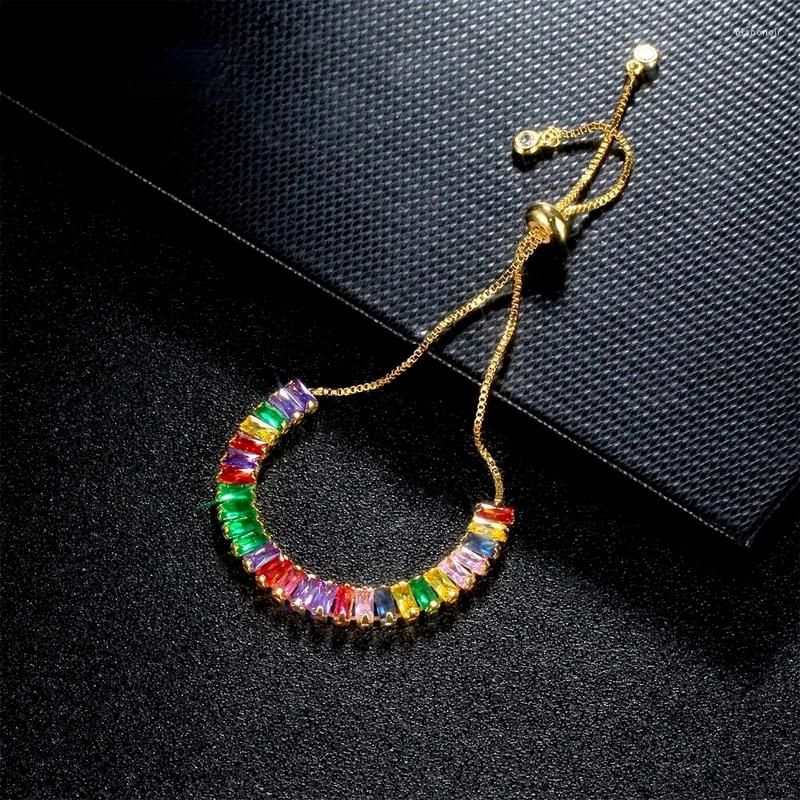 Link Bracelets Korean Fashion Jewelry Colored Zircon Crystal Adjustable Bracelet Shiny Rainbow Cubic CZ Bangles Party For Women
Link Bracelets Korean Fashion Jewelry Colored Zircon Crystal Adjustable Bracelet Shiny Rainbow Cubic CZ Bangles Party For Women