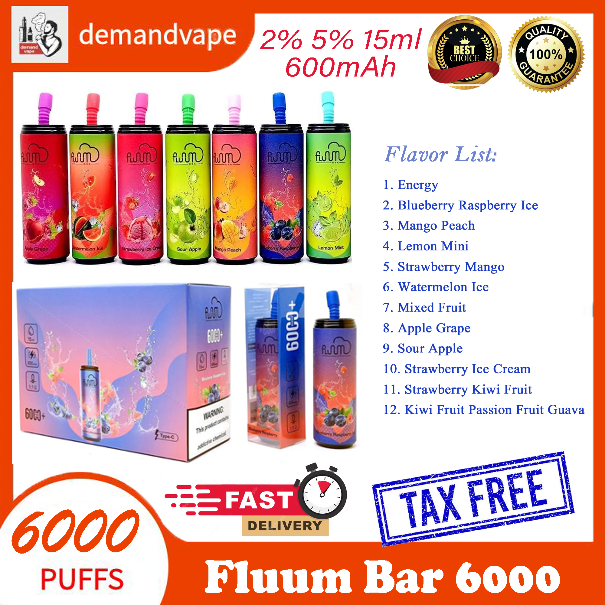 Original Fluum Bar 6000 Puffs E Cigarettes Disposable Vape Pen 15ml Mesh Coil Pods Cartridge 600mAh Rechargeable Battery Vaporizer 12 Flavors Available
Original Fluum Bar 6000 Puffs E Cigarettes Disposable Vape Pen 15ml Mesh Coil Pods Cartridge 600mAh Rechargeable Battery Vaporizer 12 Flavors Available