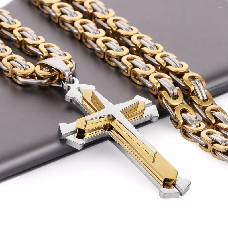 Pendant Necklaces Stainless Steel Necklace 3 Layer Knight Cross Silver Color Strong Byzantine Chain Mens Fashion Jewelry Fathers Gift
Pendant Necklaces Stainless Steel Necklace 3 Layer Knight Cross Silver Color Strong Byzantine Chain Mens Fashion Jewelry Fathers Gift