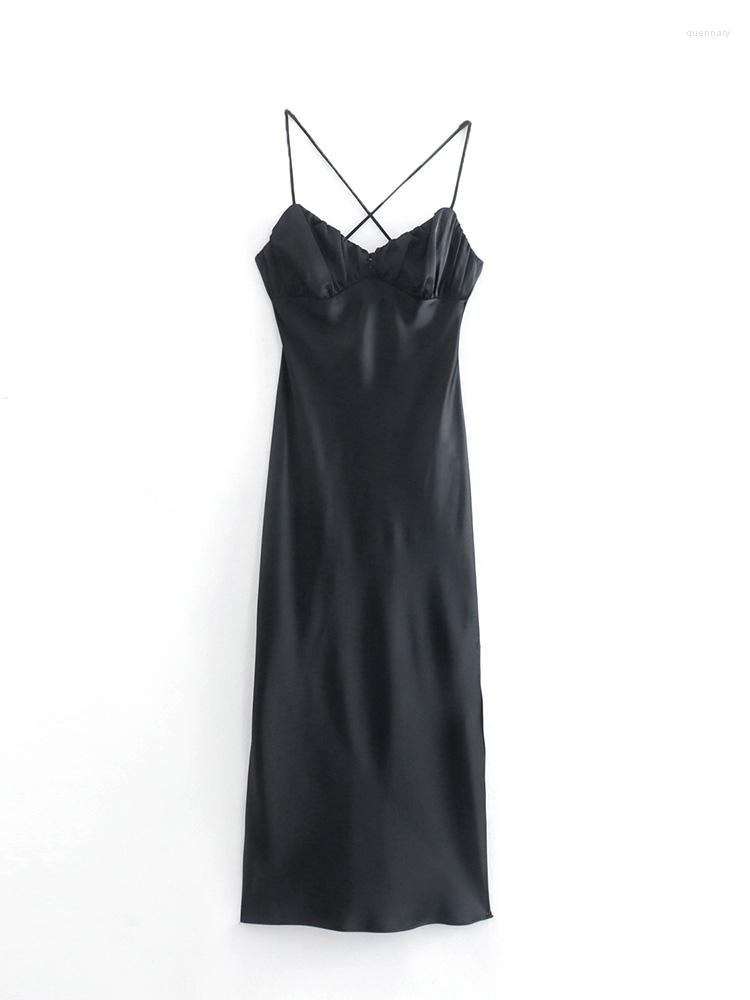 Casual Dresses Date Night Elegant Slip Dress Women Evening Party Sexy Side Slit Midi Gathered V Neck Spaghetti Strap Black Satin
Casual Dresses Date Night Elegant Slip Dress Women Evening Party Sexy Side Slit Midi Gathered V Neck Spaghetti Strap Black Satin
