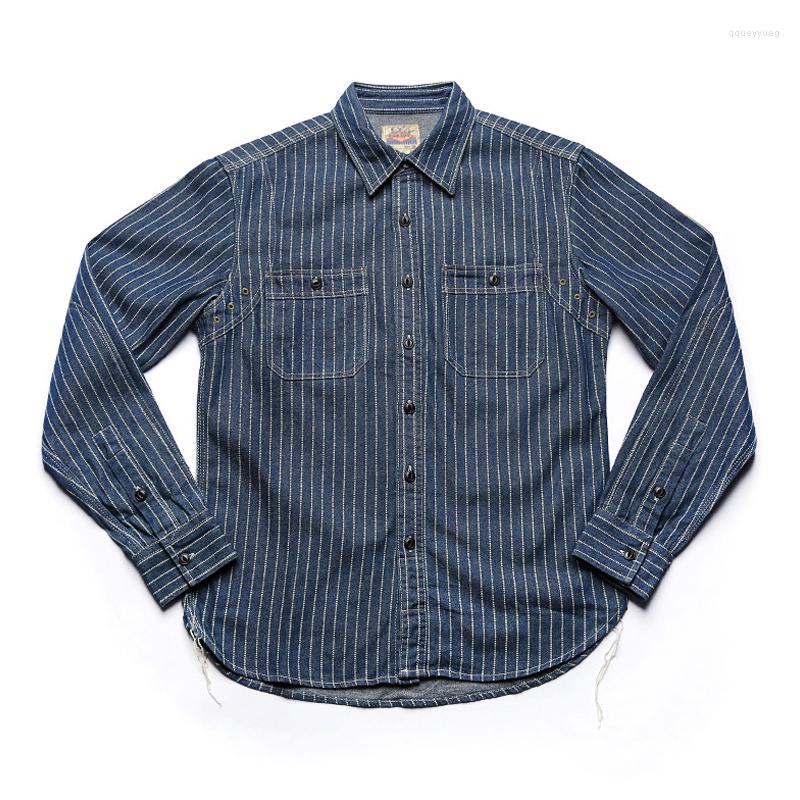 Men' Casual Shirts Men' Long Sleeve Work Clothes Dark Blue Stripe American Retro Amekaji Printed Cotton Thickened Slim Fit Shirt
Men' Casual Shirts Men' Long Sleeve Work Clothes Dark Blue Stripe American Retro Amekaji Printed Cotton Thickened Slim Fit Shirt