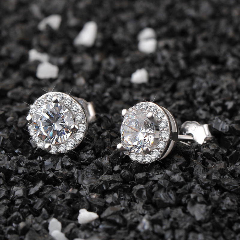 Stud Earrings Fashion Women Crystal Stud Alloy Shiny Diamond Stud Earrings Designer Round Earrings Luxury Jewelry Party Gift