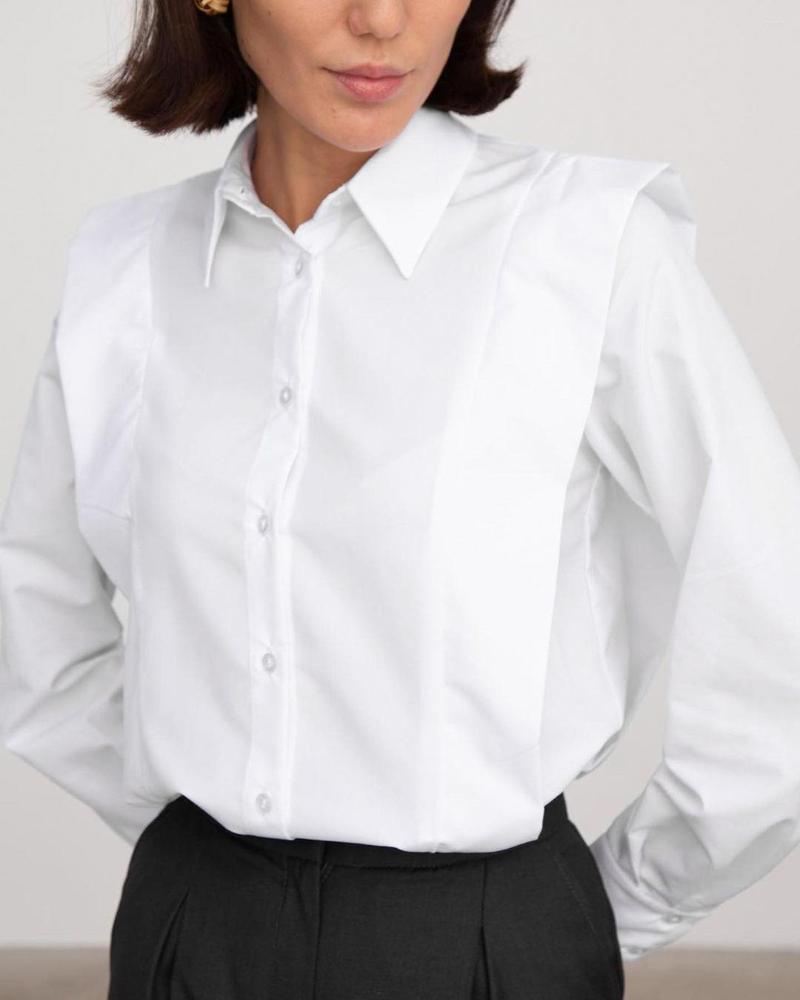 Women' Blouses Products In Autumn Ruffles Lapel Long-sleeved Shirt European And American Temperament Cotton, White
Women' Blouses Products In Autumn Ruffles Lapel Long-sleeved Shirt European And American Temperament Cotton, White