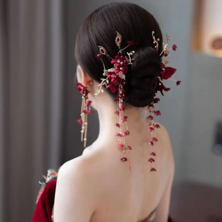 Bridal Headwear New Red High Grade Tassel Pair Clip Side Temperament Fashion Hair Accessories Wedding and Toast Dresses Accessories
Bridal Headwear New Red High Grade Tassel Pair Clip Side Temperament Fashion Hair Accessories Wedding and Toast Dresses Accessories