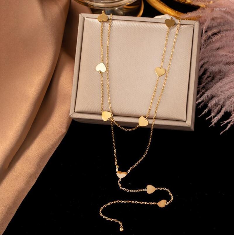 Chains 2023 Deisgn Layered Heart Charm Chain Necklace Choker For Women Stainless Steel High Quality Jewelry Gift Party
Chains 2023 Deisgn Layered Heart Charm Chain Necklace Choker For Women Stainless Steel High Quality Jewelry Gift Party