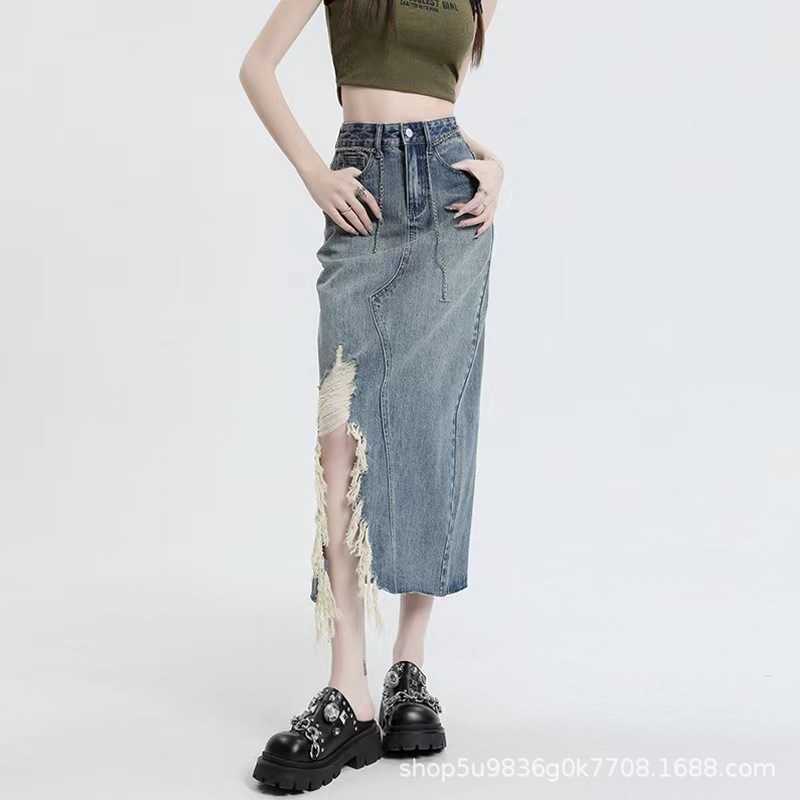 2023 Summer New Denim Skirt Women's High Waist Personalized Tear Edge Irregular A-line Mid length Dress, Retro blue
2023 Summer New Denim Skirt Women's High Waist Personalized Tear Edge Irregular A-line Mid length Dress, Retro blue