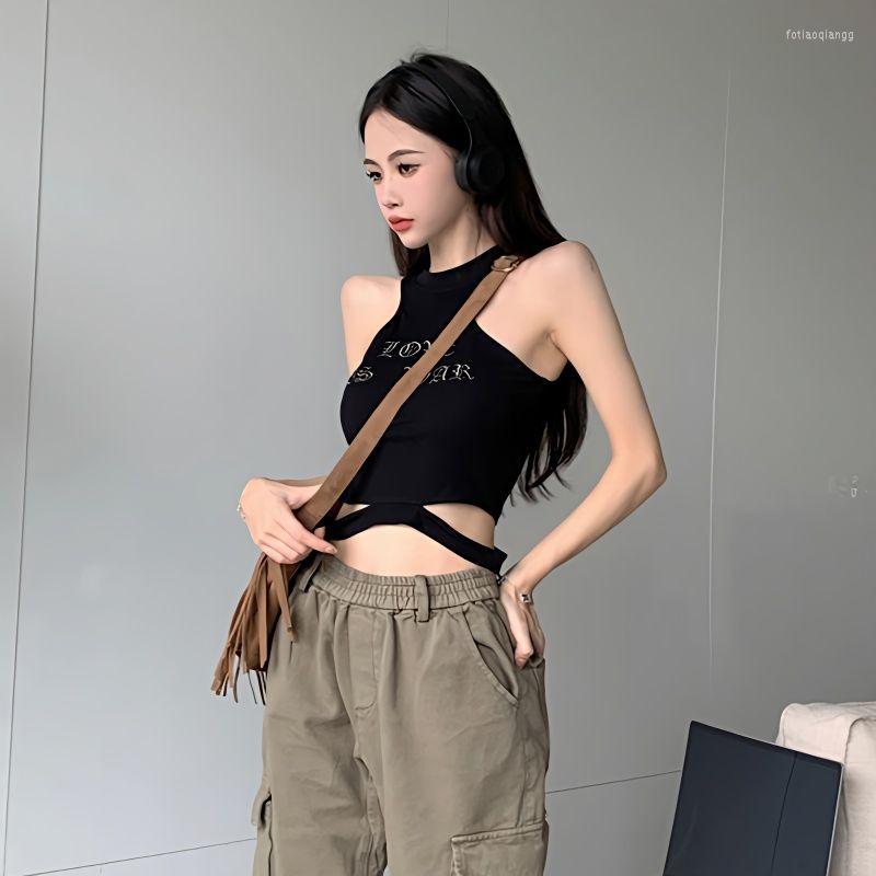 Women' Tanks Y2K Letter Embroidery Chic Halter Summer 2023 Sleeveless Slim Korean Hollow Out Casual Elastic Skinny Crop Top Mujer, Black
Women' Tanks Y2K Letter Embroidery Chic Halter Summer 2023 Sleeveless Slim Korean Hollow Out Casual Elastic Skinny Crop Top Mujer, Black