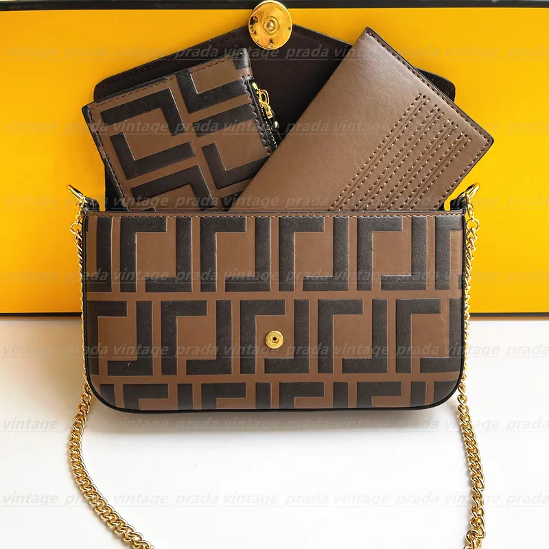 3 piece f brand luxury designer hobo women shoulder bag Fashion chain Tote clutchbag Crossbody bags handbag POCHETTE FeLICIE removable handbags Wallet Purses, Black embossing
3 piece f brand luxury designer hobo women shoulder bag Fashion chain Tote clutchbag Crossbody bags handbag POCHETTE FeLICIE removable handbags Wallet Purses, Black embossing