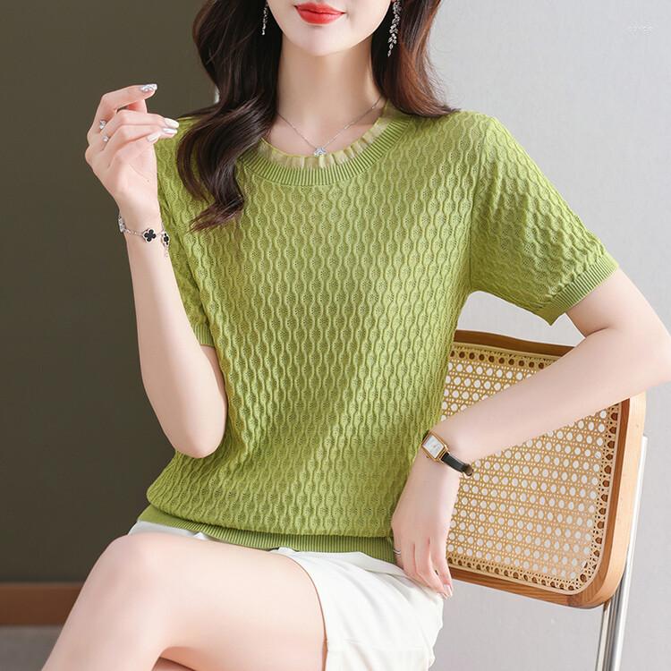 Women's T Shirts 2023 Women Ice-silk Thin T-Shirt Spring Summer Short Sleeve Lady O-neck Knit T-Shirts, Black
Women's T Shirts 2023 Women Ice-silk Thin T-Shirt Spring Summer Short Sleeve Lady O-neck Knit T-Shirts, Black