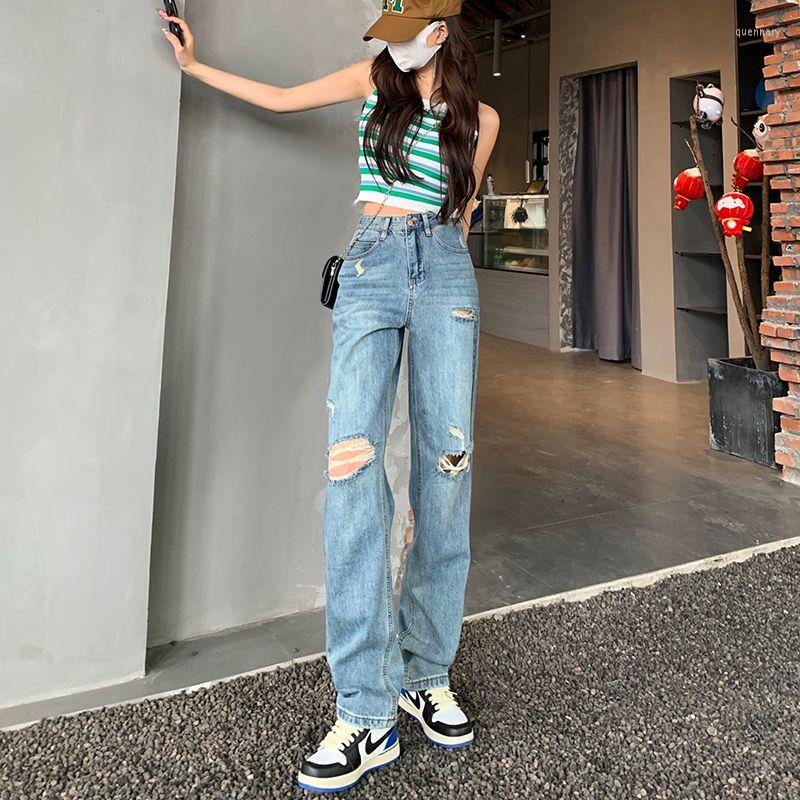 Women's Jeans Women Ripped Hole 2023 Spring High Waist Trouser Loose Pants Casual Ladies Denim Full Length Pant Wide-leg Trousers A238, Retro blue-long
Women's Jeans Women Ripped Hole 2023 Spring High Waist Trouser Loose Pants Casual Ladies Denim Full Length Pant Wide-leg Trousers A238, Retro blue-long