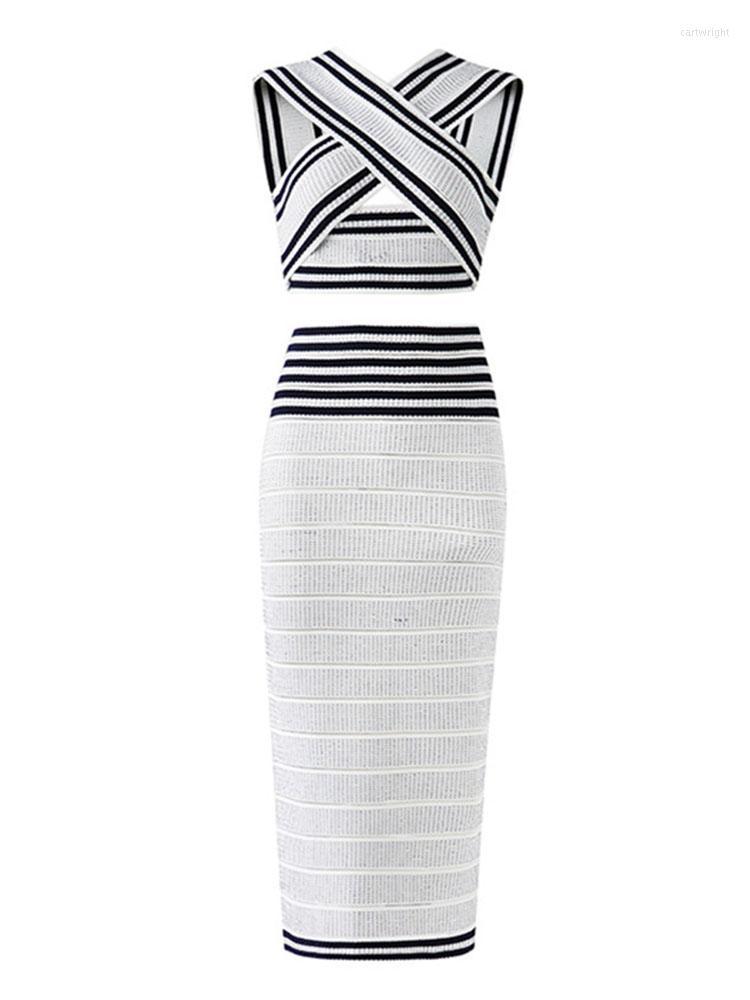 Work Dresses HIGH STREET 2023 Fashion Designer Suit Set Women Color Block Stripe Knitted Cross BandageTop Waist Skirt, White
Work Dresses HIGH STREET 2023 Fashion Designer Suit Set Women Color Block Stripe Knitted Cross BandageTop Waist Skirt, White