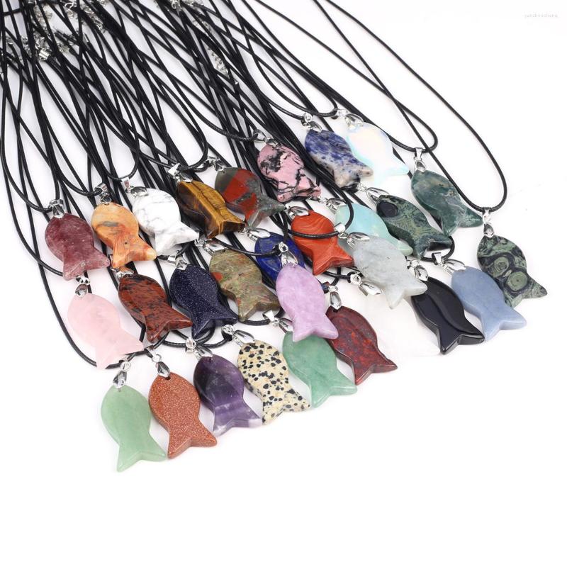 Pendant Necklaces Natural Stone Pendants Necklace Fish Shape Chakra Healing Crystal Agate Wax Cord For Jewelry Gift
Pendant Necklaces Natural Stone Pendants Necklace Fish Shape Chakra Healing Crystal Agate Wax Cord For Jewelry Gift