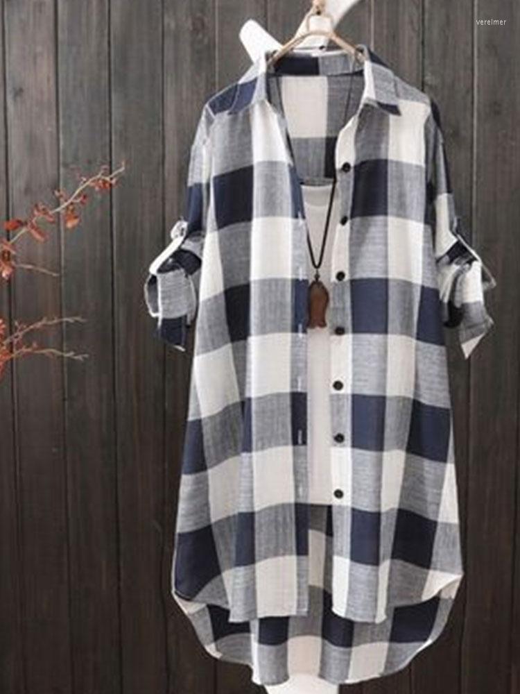Women' Blouses Plaid Midi Shirt Women 2023 Spring Summer Fashion Color Matching Loose And Casual Long Sleeve Shirts, Blue and white
Women' Blouses Plaid Midi Shirt Women 2023 Spring Summer Fashion Color Matching Loose And Casual Long Sleeve Shirts, Blue and white