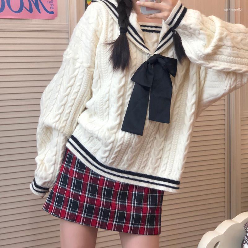 Women's Sweaters Autumn Winter Women Sweater Pullovers Patchwork Black Bow Navy Collar Twist Long Sleeve Fashion Lovely Female Loose Knitted, White
Women's Sweaters Autumn Winter Women Sweater Pullovers Patchwork Black Bow Navy Collar Twist Long Sleeve Fashion Lovely Female Loose Knitted, White