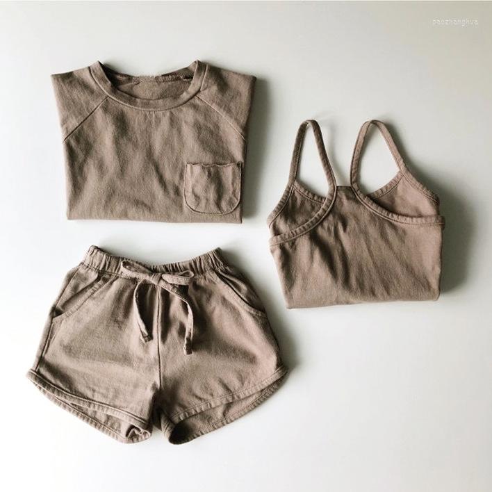 Clothing Sets Summer 2023 Korean Children's Wear E Boys And Girls Three-piece Condole Belt Multicolor Cotton Shorts Set, Beige
Clothing Sets Summer 2023 Korean Children's Wear E Boys And Girls Three-piece Condole Belt Multicolor Cotton Shorts Set, Beige