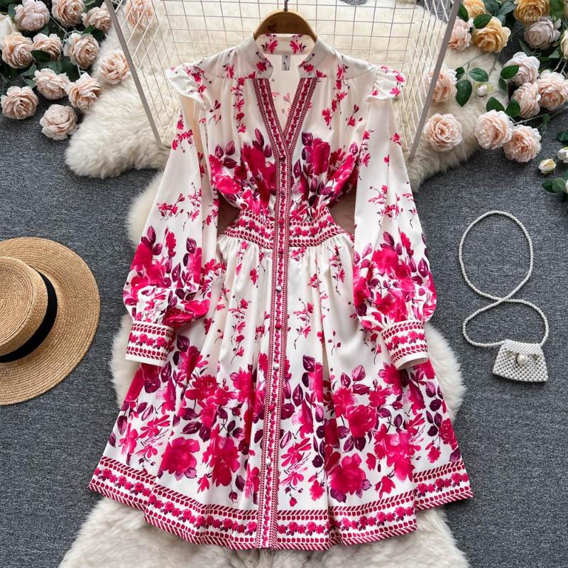 Casual Dresses Royal Style Floral Printed Women V-neck Single Breasted Lantern Sleeve Princess Dress 2023 Elegant Female Vestidos, Blue
Casual Dresses Royal Style Floral Printed Women V-neck Single Breasted Lantern Sleeve Princess Dress 2023 Elegant Female Vestidos, Blue