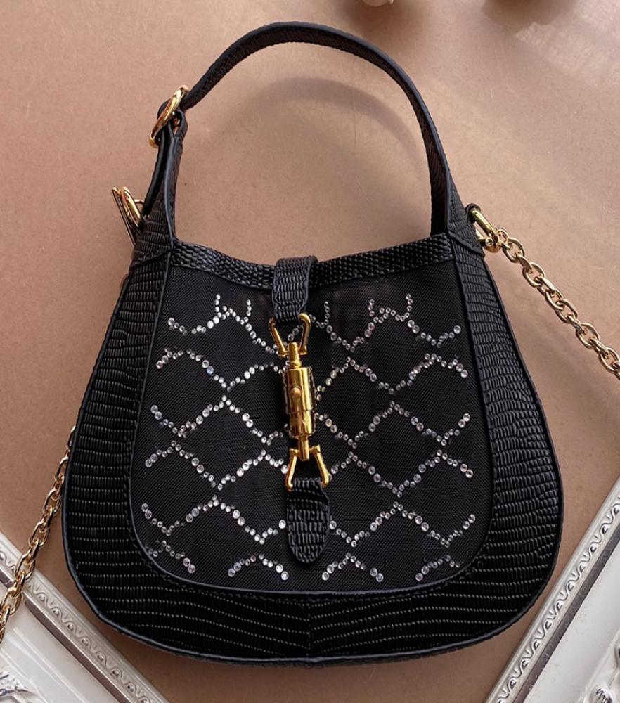 Jackie Axillary Bag Chain Shoulder Bags Handbag Purse Fashion Crystal Letters Lizard Skin Genuine Leather Hollow Out Mesh Gold Met9251476, Black
Jackie Axillary Bag Chain Shoulder Bags Handbag Purse Fashion Crystal Letters Lizard Skin Genuine Leather Hollow Out Mesh Gold Met9251476, Black