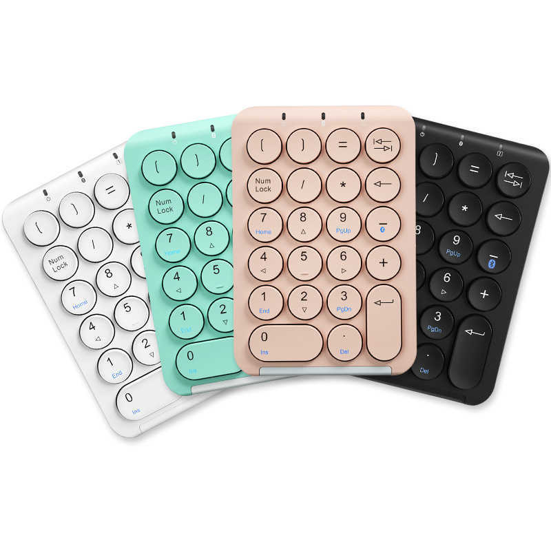 Keyboards BOW Wireless Number Pad Bluetooth Numeric Keypad Round Keycaps Numpad 22 Keys Rechargeable Number Keyboard For Laptop PC G230525