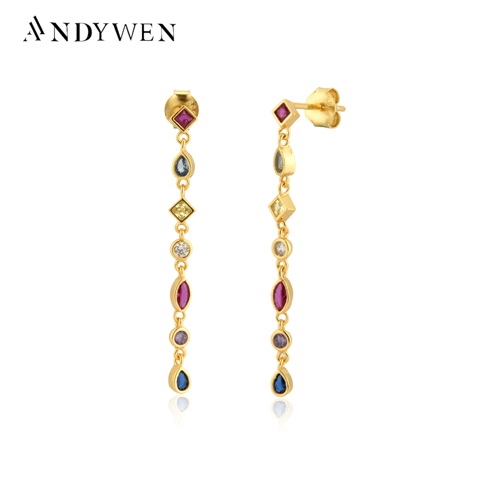 ANDYWEN 925 Sterling Silver Gold Rainbow 38cm Long Chain Drop Earring Women Fashion Fine Jewelry For Wedding Luxury Jewels
ANDYWEN 925 Sterling Silver Gold Rainbow 38cm Long Chain Drop Earring Women Fashion Fine Jewelry For Wedding Luxury Jewels