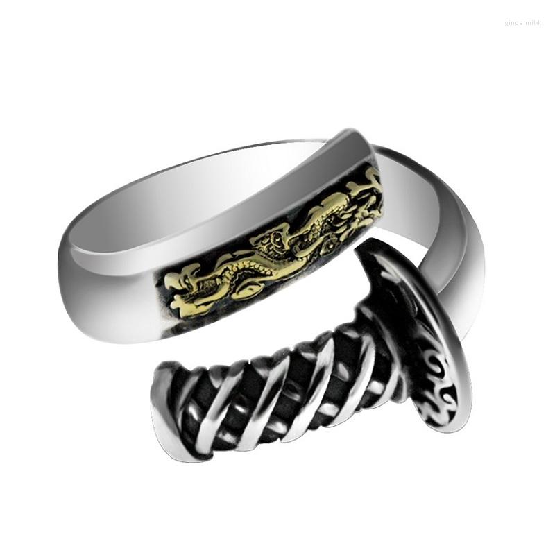 Cluster Rings 13mm Width Real Silver Retro Bend Samurai Sword Ring For Man Woman Thai Vintage Creative Dragon Jewelry Gift
Cluster Rings 13mm Width Real Silver Retro Bend Samurai Sword Ring For Man Woman Thai Vintage Creative Dragon Jewelry Gift