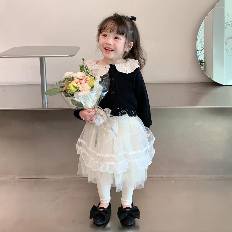 Clothing Sets 2023 Spring Girls' Korean Style Lace Collar Knitted Cardigan Outerwear Fake Two-Piece Gauze Skirt Pantskirt, Suit
Clothing Sets 2023 Spring Girls' Korean Style Lace Collar Knitted Cardigan Outerwear Fake Two-Piece Gauze Skirt Pantskirt, Suit