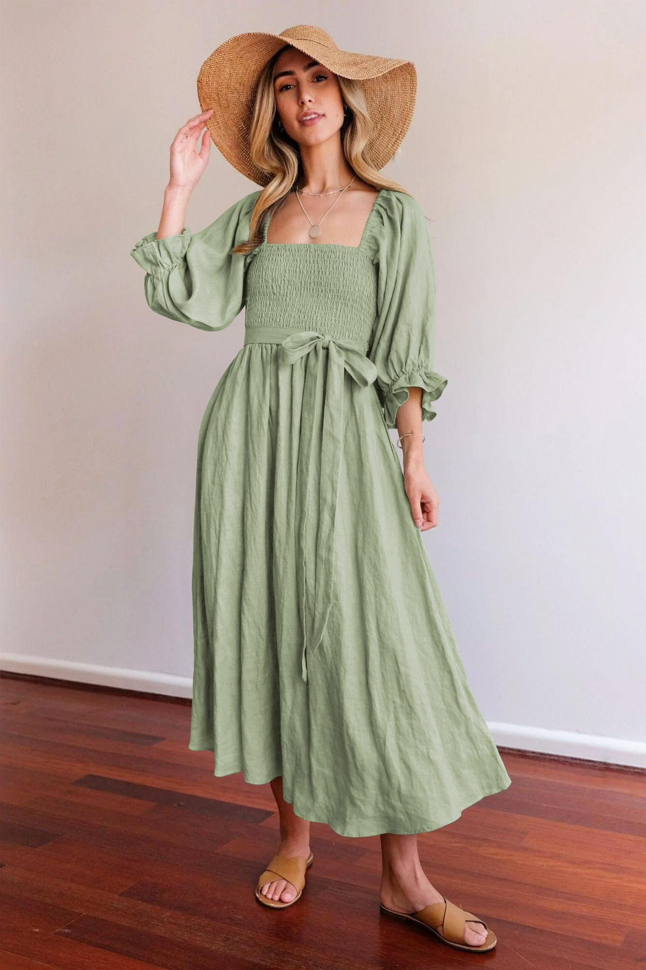 French haute couture European beauty autumn dress with tie rope belt, ruffle edge, lantern sleeve dress, multi wear elegant skirt
French haute couture European beauty autumn dress with tie rope belt, ruffle edge, lantern sleeve dress, multi wear elegant skirt
