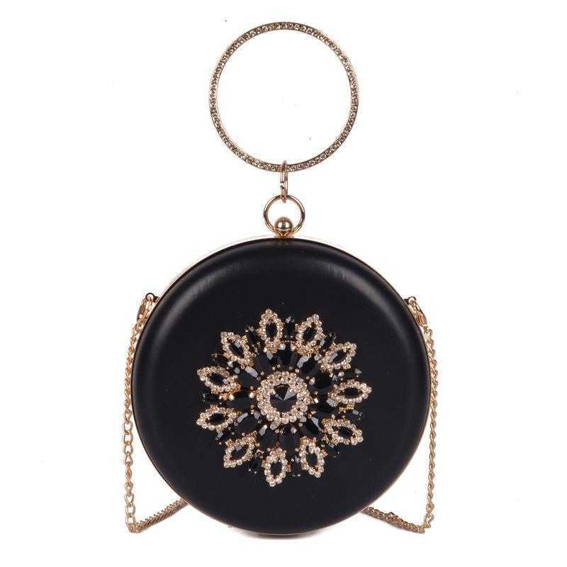 Korean Style Fashion Dinner Bag Personalized Diamond Embedded Round Chain Banquet Messenger Handbag, Black3
Korean Style Fashion Dinner Bag Personalized Diamond Embedded Round Chain Banquet Messenger Handbag, Black3