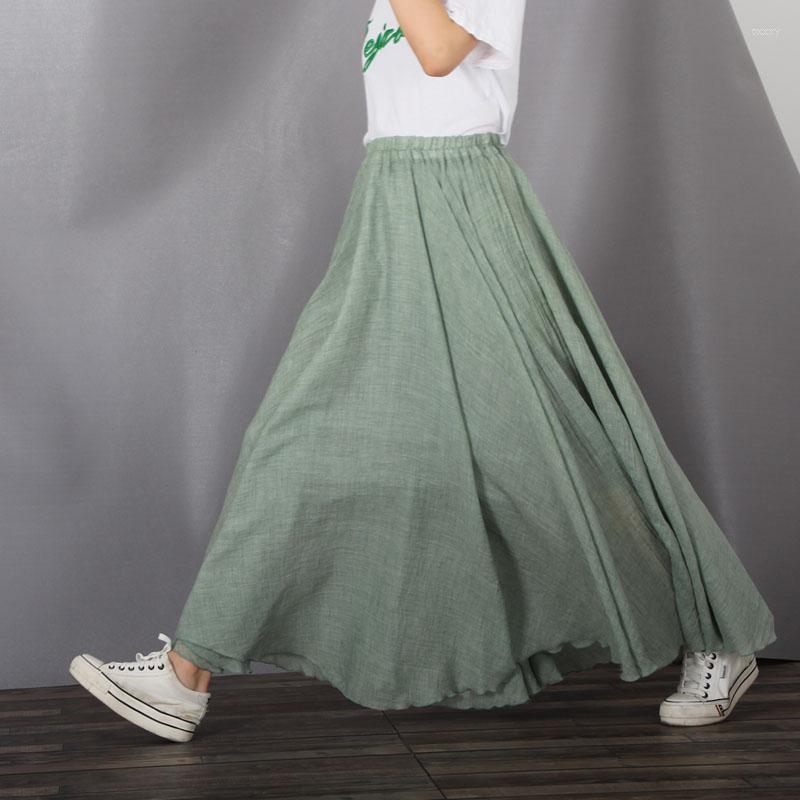 Skirts 2023 Fashion Long Maxi A-line Elastic Waist Women Summer Spring Cotton Linen Big Hem Thin Double Layers, Beige 
Skirts 2023 Fashion Long Maxi A-line Elastic Waist Women Summer Spring Cotton Linen Big Hem Thin Double Layers, Beige