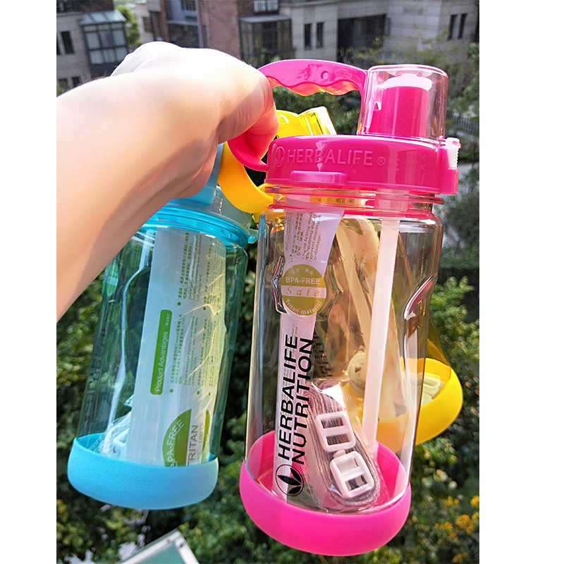 Multi Color 1000ml BPA Free Gray Rose Red Portable Herbalife Nutrition Plastic Sports Hiking Fitness Straw Water Bottle