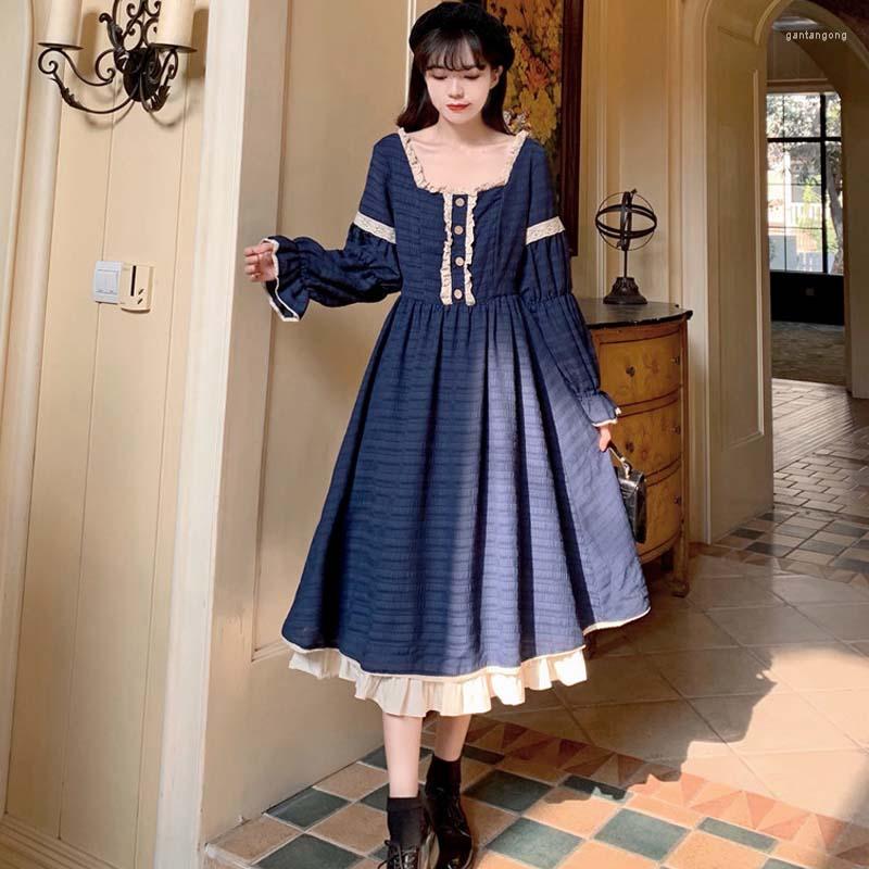 Casual Dresses Japanese Sweet Mori Girl Lolita Dress Women Autumn Patchwork Party Midi Female Korean Spring Long Sleeve Vestidos, Blue
Casual Dresses Japanese Sweet Mori Girl Lolita Dress Women Autumn Patchwork Party Midi Female Korean Spring Long Sleeve Vestidos, Blue