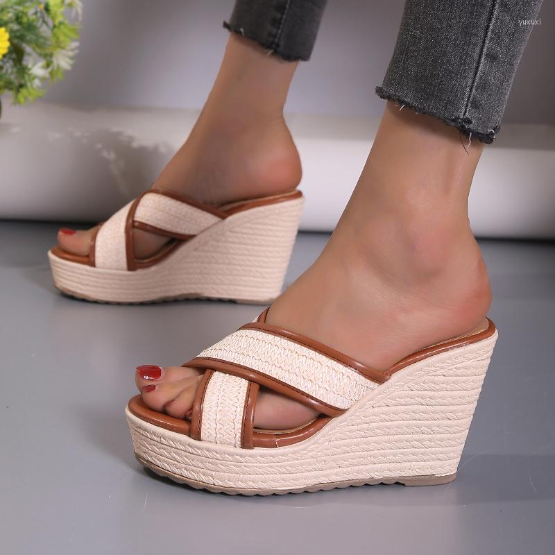 Slippers 2023 Women's Shoes Wedges Platform Thick Bottom Summer Fashion High Heels Casual, Brown 
Slippers 2023 Women's Shoes Wedges Platform Thick Bottom Summer Fashion High Heels Casual, Brown